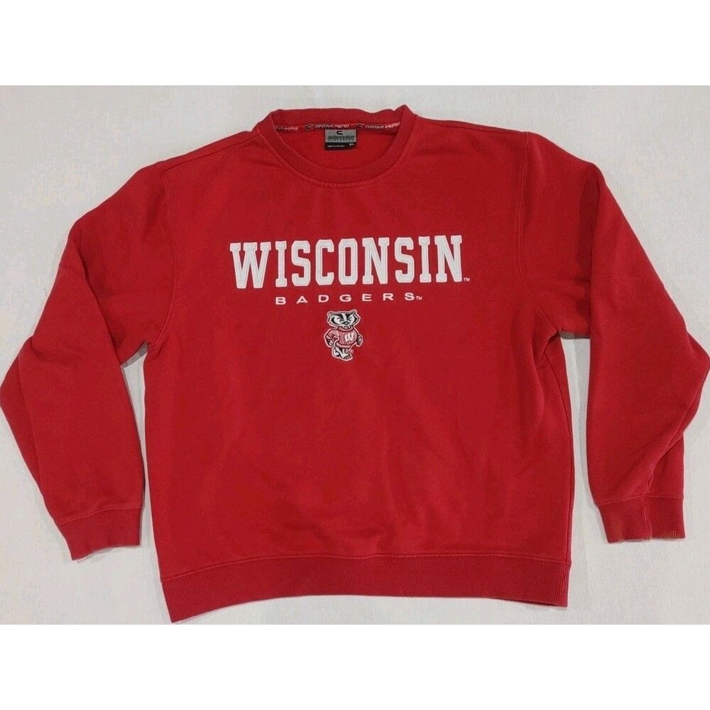 Wisconsin Badgers Crewneck Sweatshirt Red NCAA Adult Size XL - Picture 1 of 9